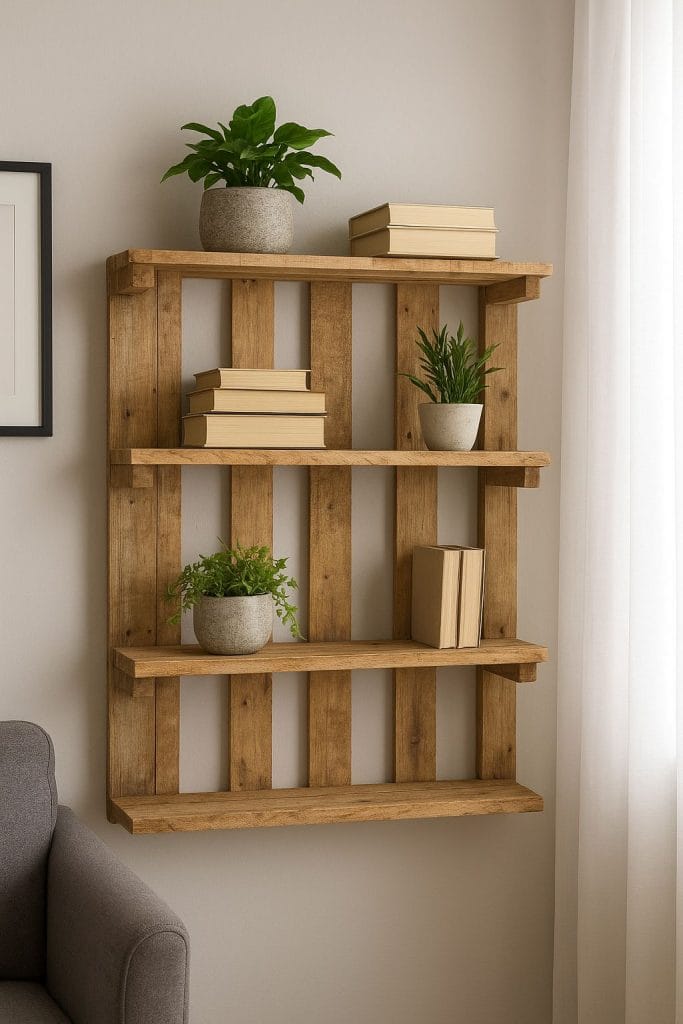 Kako napraviti moderne police od paleta DIY police od paleta u modernom interijeru s biljkama i knjigama